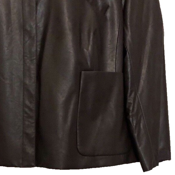 Jones New York Collection Brown Walnut Cropped Faux-Leather Jacket Plus Size 22W - Picture 7 of 12